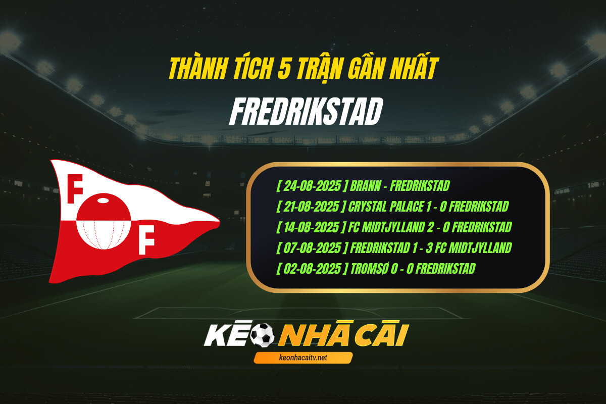Thành tích 5 trận gần nhất - Fredrikstad - Kèo nhà cái
