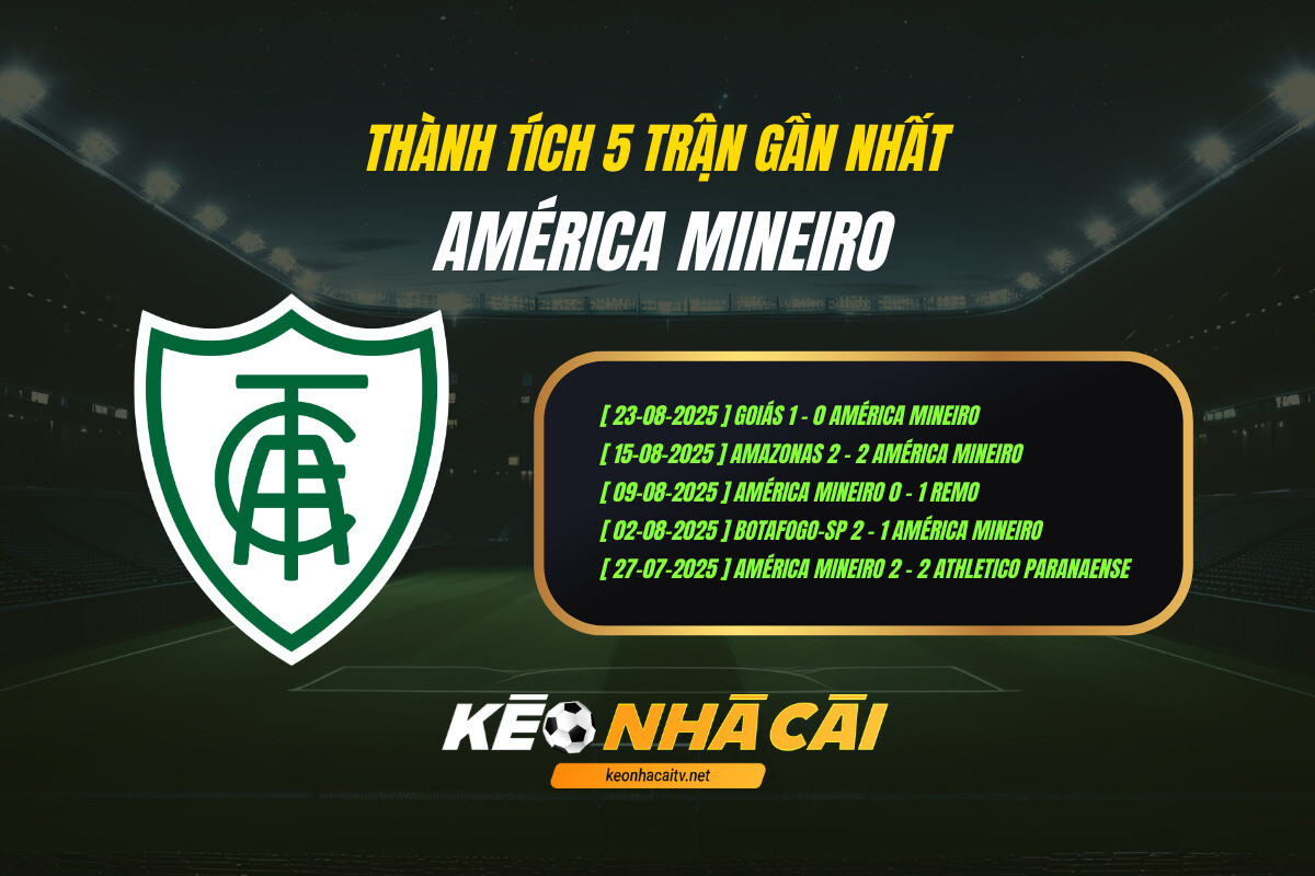 Thành tích 5 trận gần nhất - America Mineiro - Kèo nhà cái