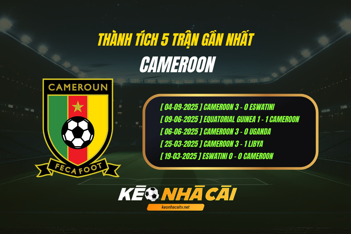 Thành Tích 5 Trận Gần Nhất Cameroon Keo Nha Cai