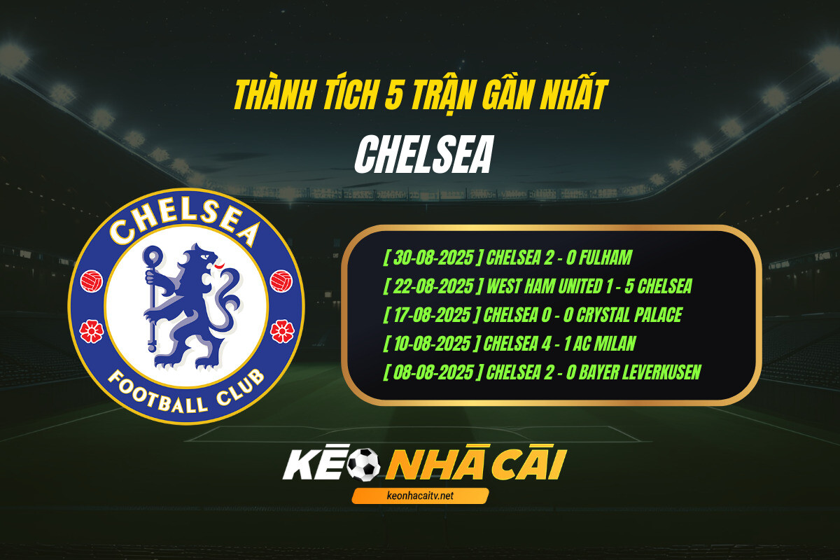 Thành Tích 5 Trận Gần Nhất Chelsea Keo Nha Cai
