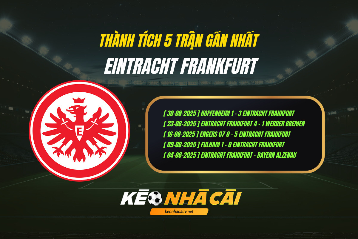 Thành Tích 5 Trận Gần Nhất Eintracht Frankfurt Keo Nha Cai