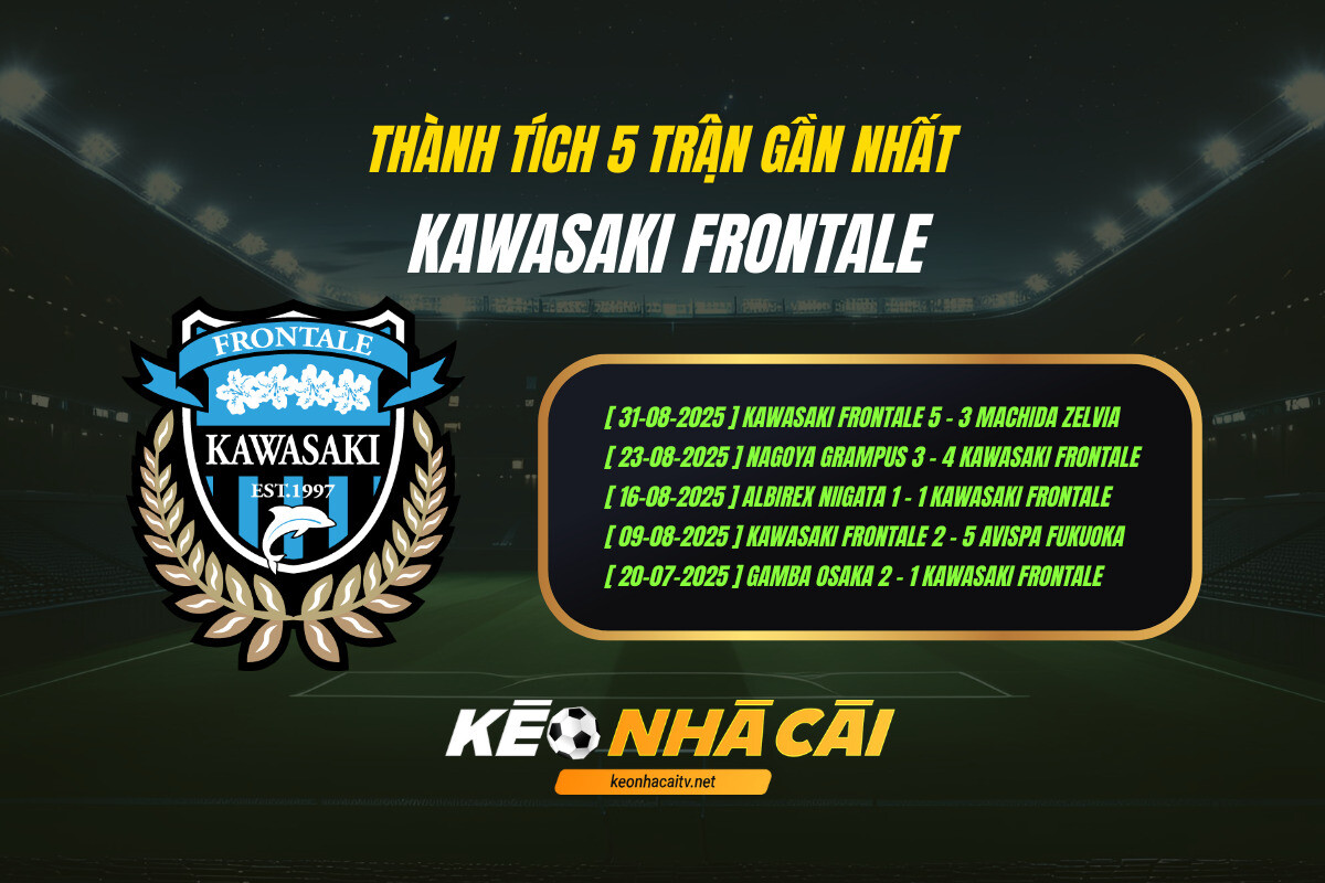 Thành tích 5 trận gần nhất - Kawasaki Frontale - KEO NHA CAI