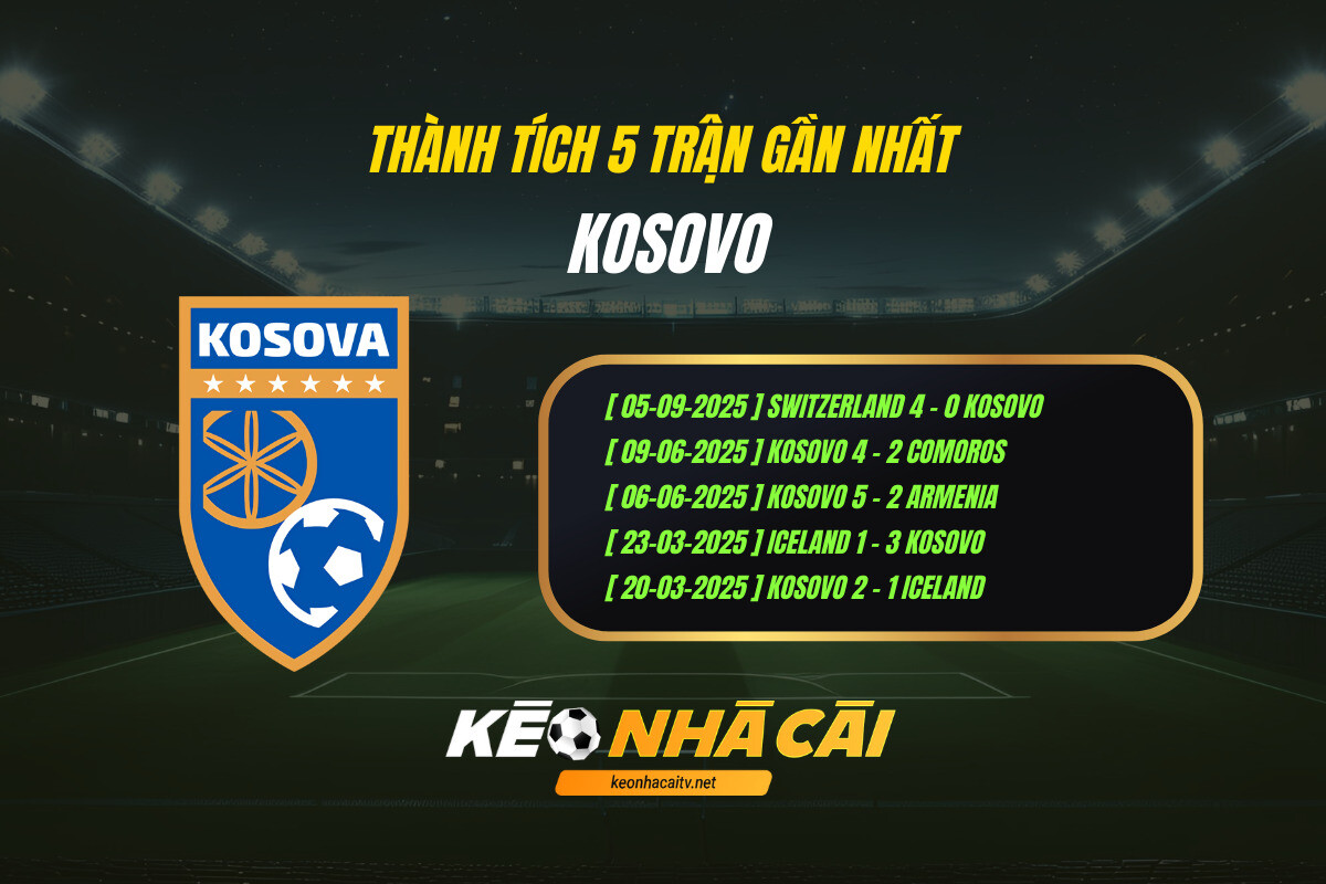 Thành Tích 5 Trận Gần Nhất Kosovo Kèo Nhà Cái