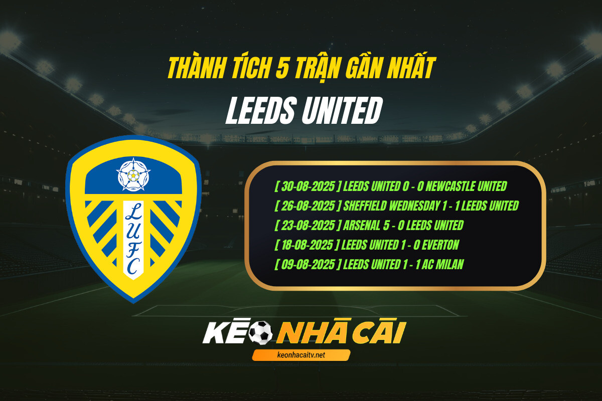 Thành Tích 5 Trận Gần Nhất Leeds United Keo Nha Cai