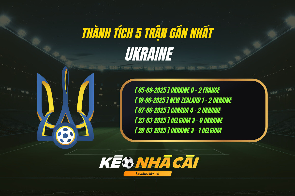 Thành Tích 5 Trận Gần Nhất Ukraine Keo Nha Cai