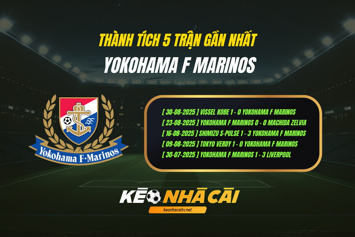 Thành tích 5 trận gần nhất - Yokohama F Marinos - Kèo nhà cái
